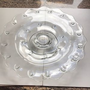 Vintage low footed glass cake plate